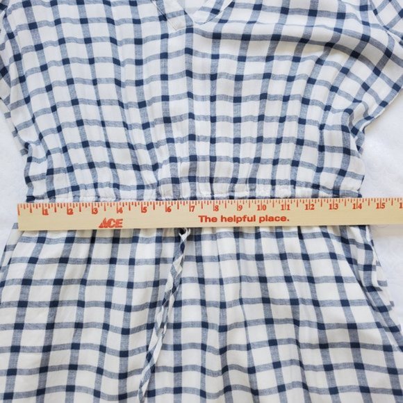 BB Dakota Danielle White & Blue Plaid Shirt Dress Size L - Picture 3 of 8